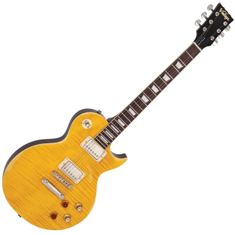 Vintage V100 ICON Electric Guitar ~ Distressed ‘Lemon Drop’