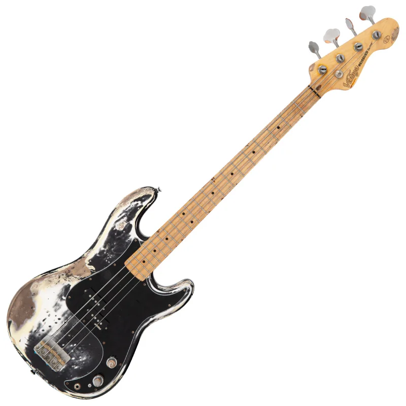 Vintage V4 ProShop Unique Bass ~ Heavy Distressed Black/White