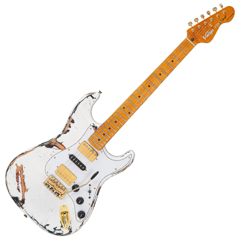 Vintage V6 ProShop Custom-Build ~ Distressed White Over Sunburst Gloss HSH Maple