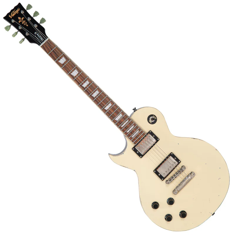 Vintage LV100 ProShop Unique Electric Guitar ~ Distressed Matt Vintage White