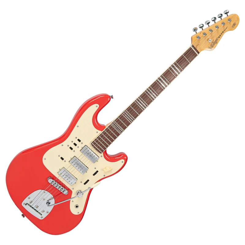 Vintage REVO Series Galactica Electric Guitar ~ Firenza Red