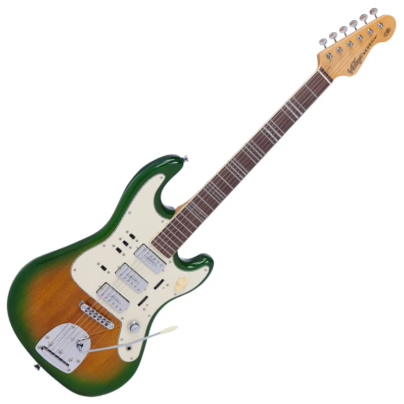 Vintage REVO Series Galactica Electric Guitar ~ Green/Yellowburst