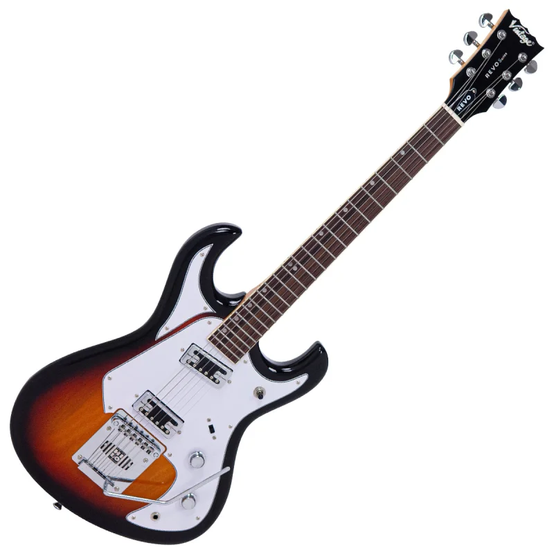 Vintage REVO Series Waverider Electric Guitar ~ 3 Tone Sunburst
