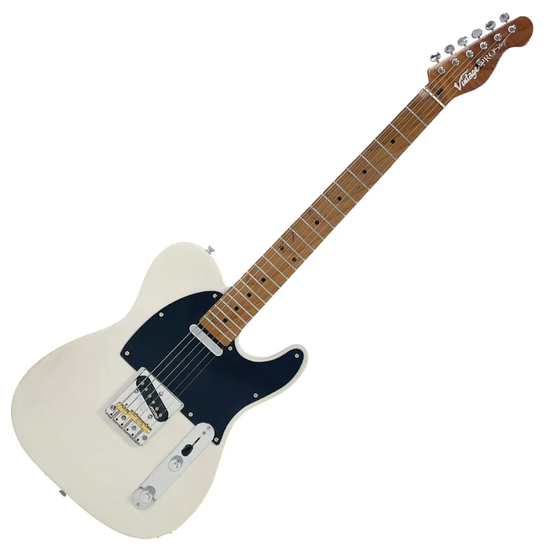 Vintage V52 ProShop Unique Electric Guitar ~ Aged Ash Blonde / Roasted Flamed Maple Neck