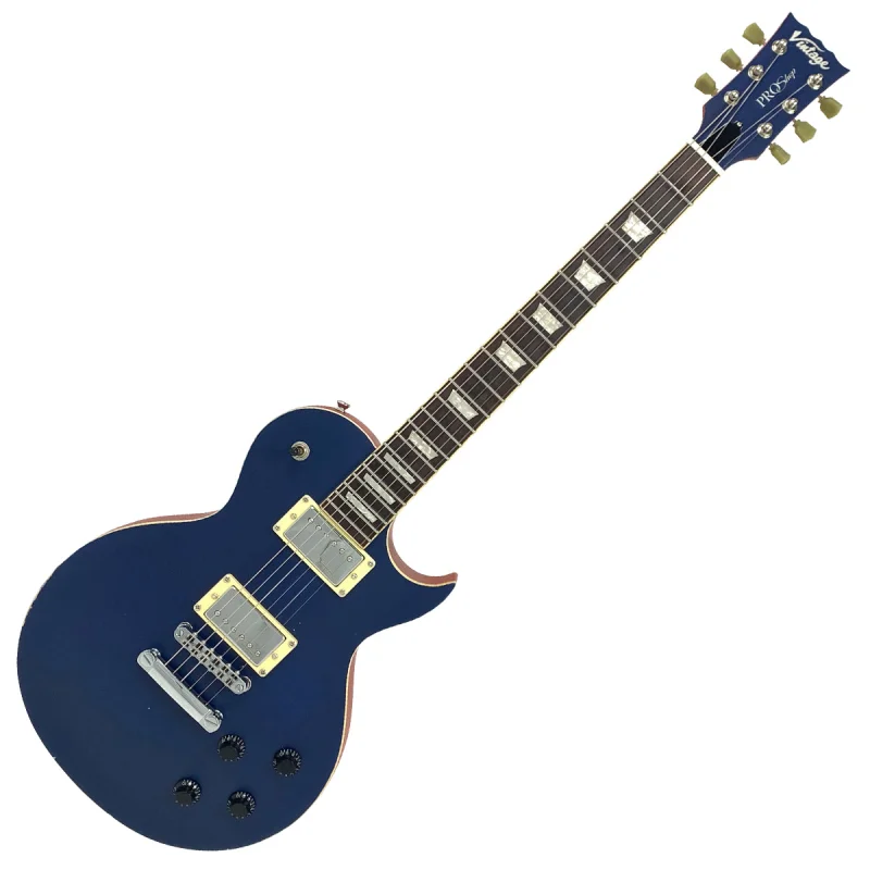 Vintage V100 ProShop Unique Electric Guitar ~ Light Distressed Deep Blue