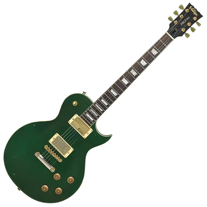 Vintage V100 ProShop Unique Electric Guitar ~ Light Distressed Dirty Jade
