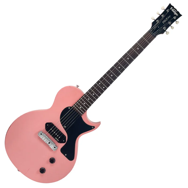 Vintage V120 ProShop Unique Electric Guitar ~ Coral Pink Light Distressed
