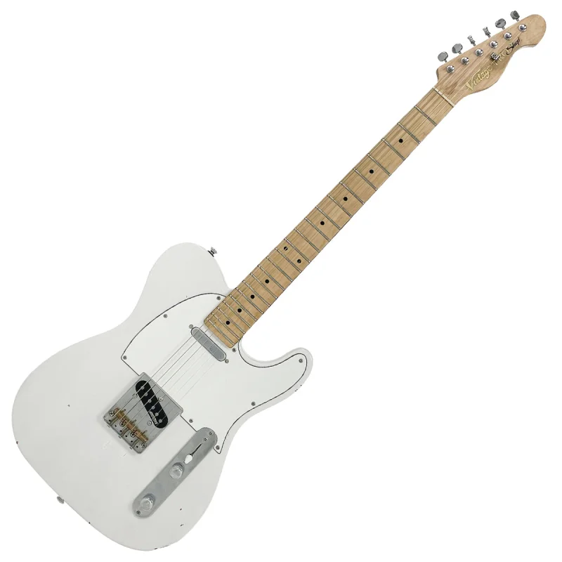 Vintage V52 ProShop Unique Electric Guitar ~ Distressed Olympic White