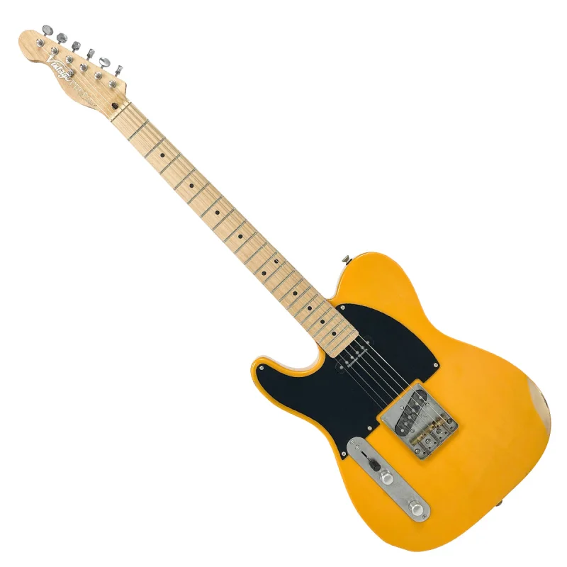 Vintage V52 ProShop Unique Electric Guitar ~ Left Hand Aged Butterscotch