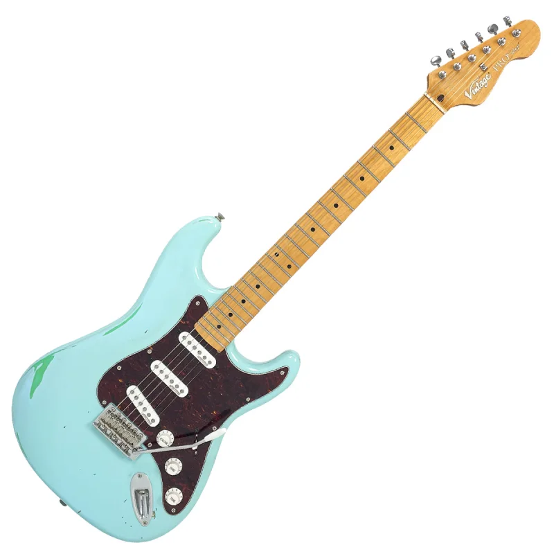 Vintage V6 ProShop Unique Electric Guitar ~ Laguna Blue over Ventura Green